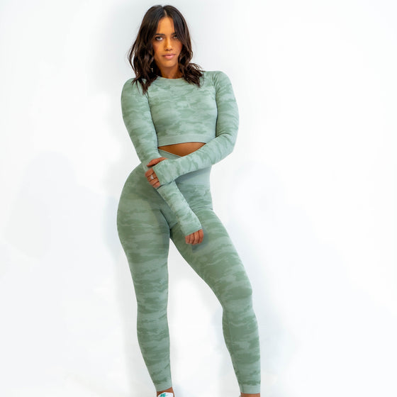 Rebel Seamless Leggings (Camo Light Green)