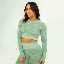  Rebel Seamless Crop Top (Camo Light Green)