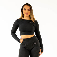  Marvel Seamless LS Crop Top - Black