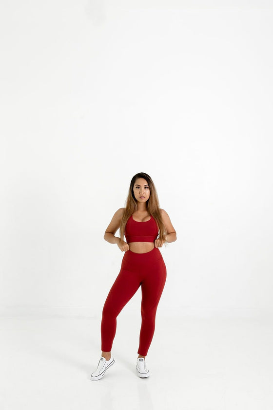 Adore Leggings (Brick Red) - Live Evolutionary