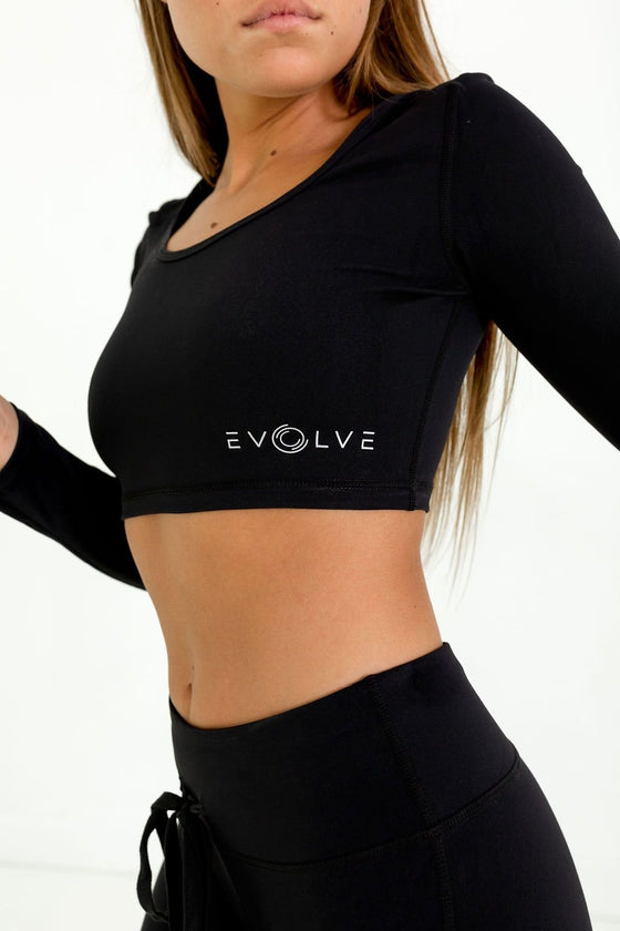 Evolve Sport Crop Top (Black) - Live Evolutionary