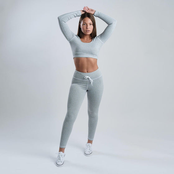 Evolve Sport Crop Top (Marble Grey) - Live Evolutionary