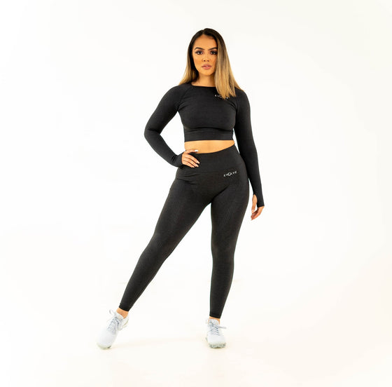 Marvel Seamless LS Crop Top - Black - Live Evolutionary