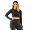 Marvel Seamless LS Crop Top - Black - Live Evolutionary