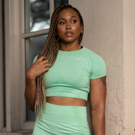 Marvel Seamless Crop Tee - Mint Green